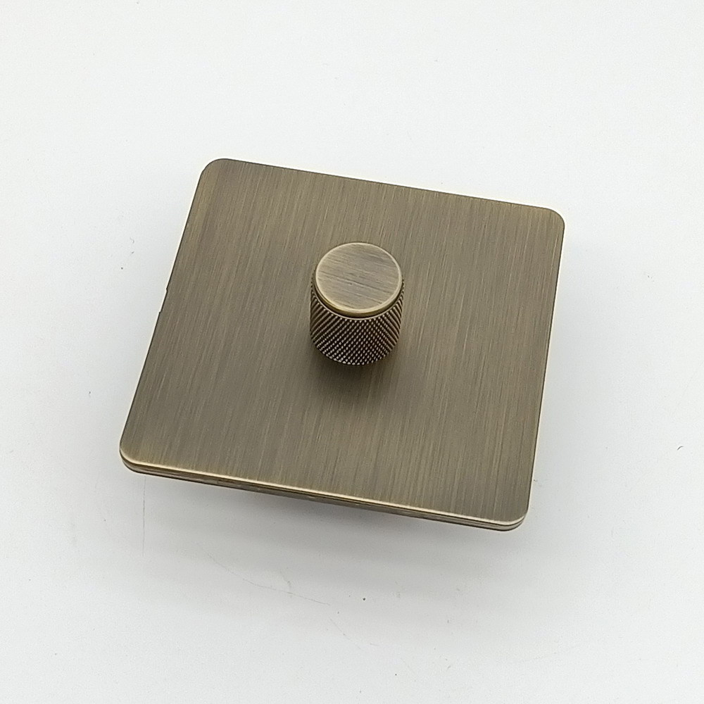 Bronzed Socket Brass Switch Stainless Steel Retro Old Brushed Retro Dimmer Switch Light Metal Panel Switch