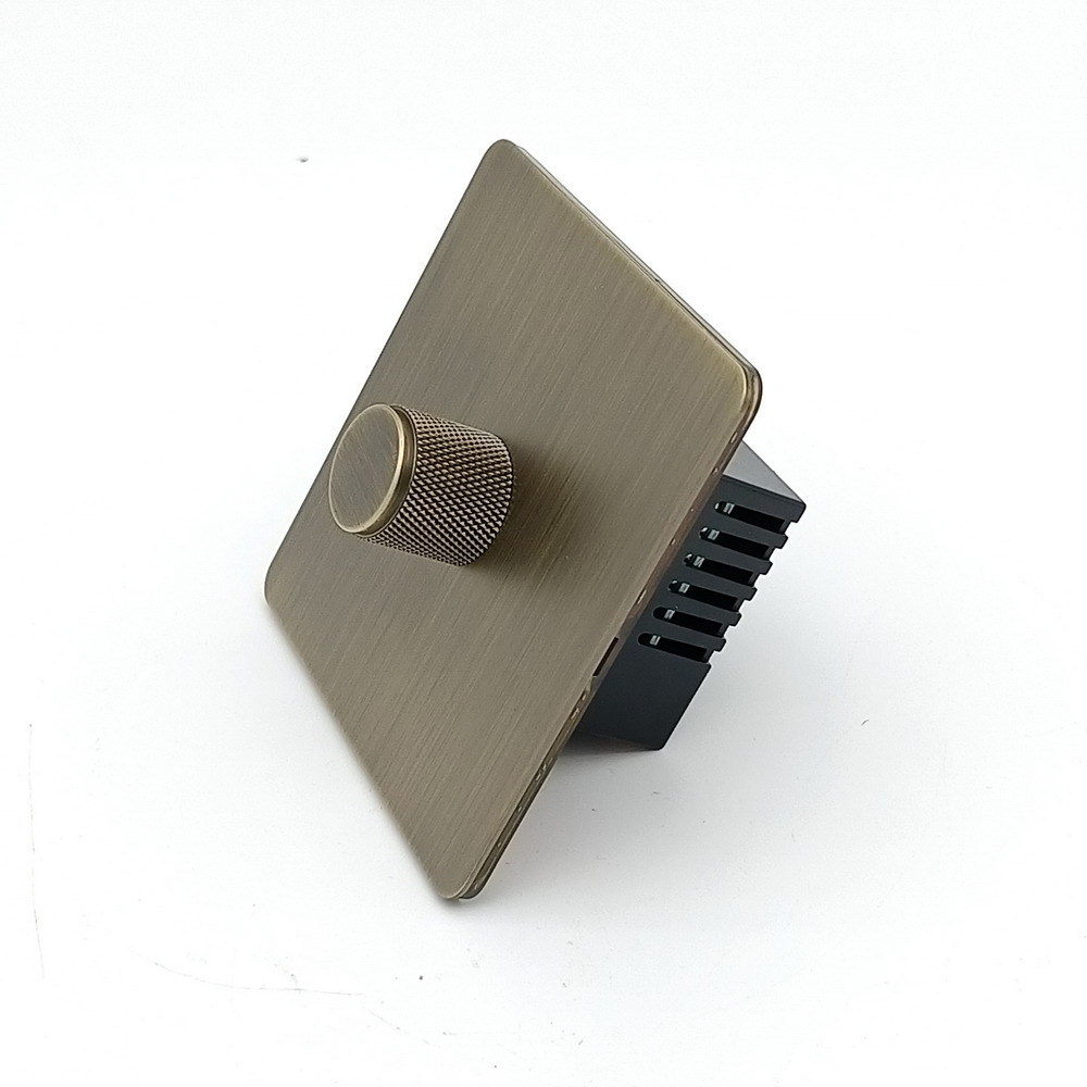 Bronzed Socket Brass Switch Stainless Steel Retro Old Brushed Retro Dimmer Switch Light Metal Panel Switch