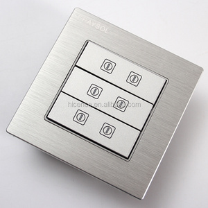 5V Dry Contact Soft Touch 6 Gang Silver Brushed Aluminium Light Switch