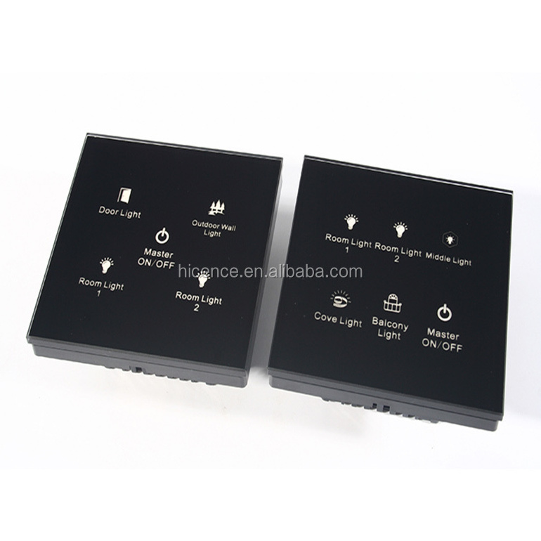 Hotel Crystal Touch Screen Operation Lighting Control Switch RS485 Panel for 1-8 gang