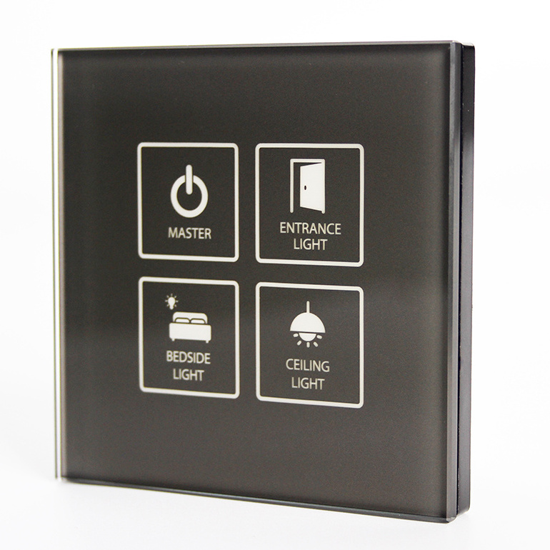 Special grey 4 gang hotel guest room light switch touch switch with master control switch smart