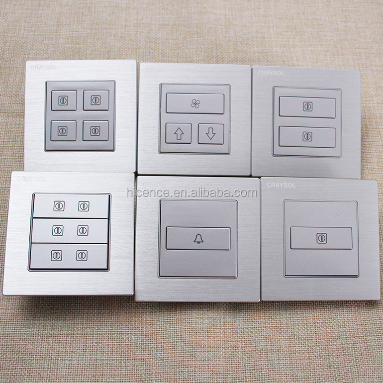 5V Dry Contact Soft Touch 6 Gang Silver Brushed Aluminium Light Switch