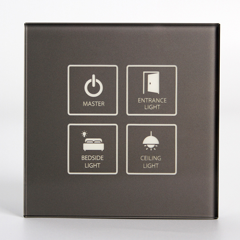 Special grey 4 gang hotel guest room light switch touch switch with master control switch smart