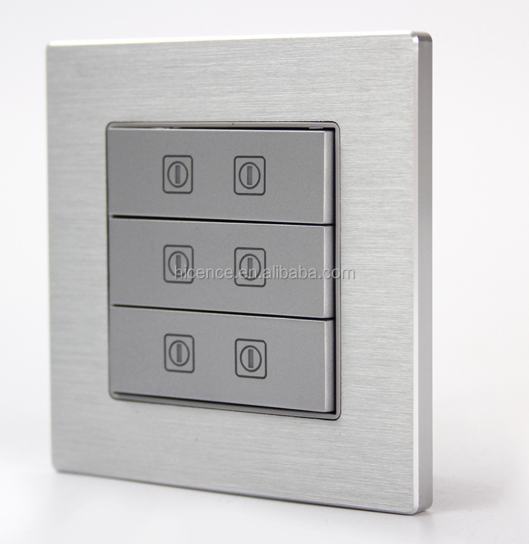 5V Dry Contact Soft Touch 6 Gang Silver Brushed Aluminium Light Switch