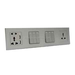 Universal Power Socket 2 USB 4 Panels Connected Push Button Switch 5 Pin Socket