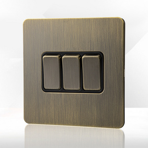 3 Gang Switch Retro Series Brass Switch Stainless Steel Brushed Bronze Three Gang Two Way Coppery Switch