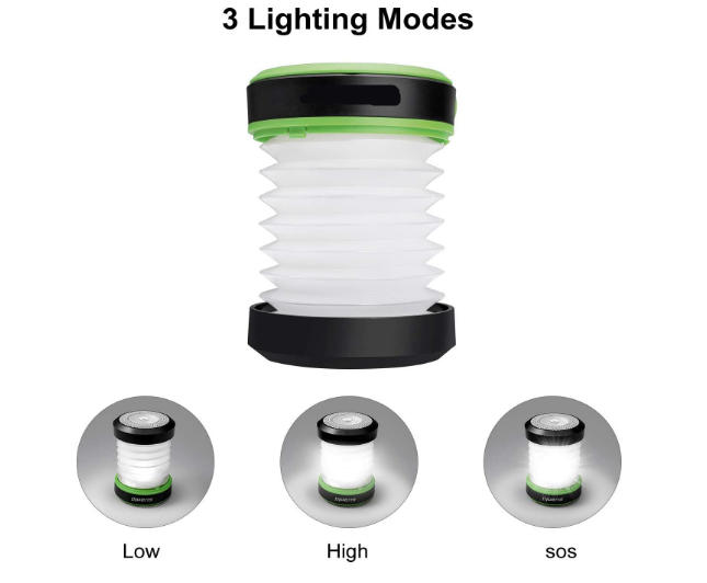 Led Camping Lantern for Lighting (Powered by Solar Panel and USB Charging) Collapsible Flashlight for Outdoor Hiking Tent Garden