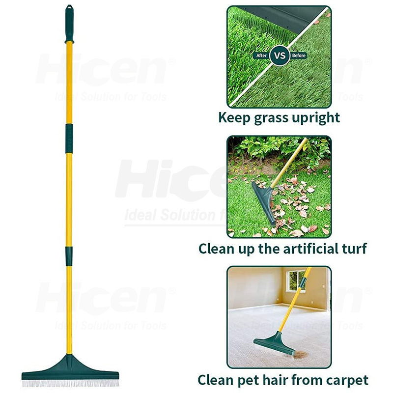 Adjustable Artificial Turf Rake Grass Broom Hand Rakes Telescopic Leaf Rake