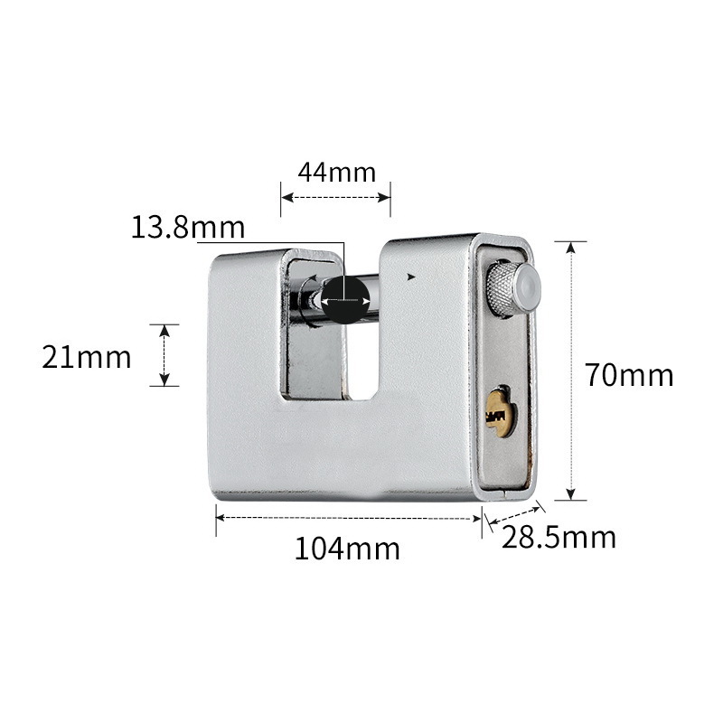 Hicen 40/50/60MM Rectangle Anti Cut Iron Nickle Solid Stainless Steel Shackle Shutter Padlock