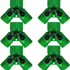 3/4 Inch Garden Hose Y Connectors Plastic Hose Splitter with Faucet Watering Shut Off Valves