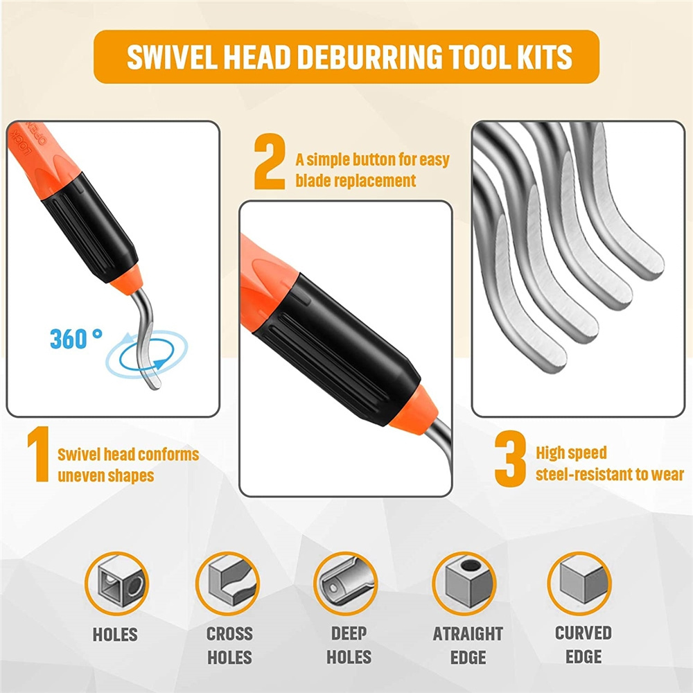 4Pcs High Quality E02000+BS1010 Pen Style Pipe Deburring Tool Kits for Plastic with Blades For Hand Deburring Tool