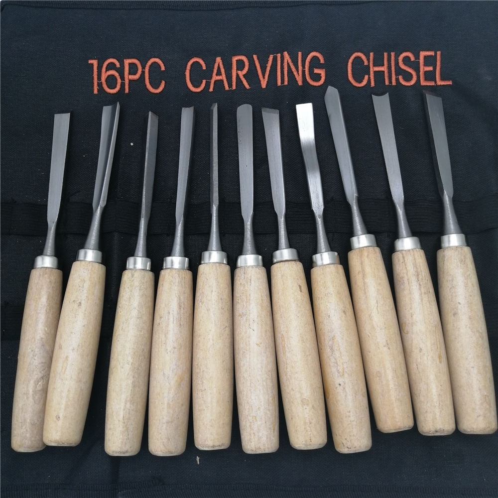 16Pcs Wood Working Carving Chisel Set with Gauge Chisels Sharpening Stone and Mallet for DIY Wood Carving