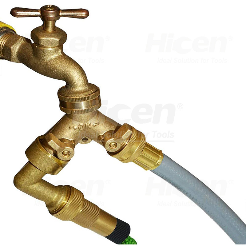 Garden Hose Y Valve Connectors Brass Hose Splitter with Solid Brass Handle Brass Y Valve Water Garden Hose Adapter 2 Way Y Valve