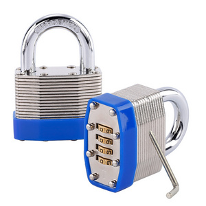 Hicen Hardened Shackle Reinforced Laminated 4 Brass Combination Wheels Padlock