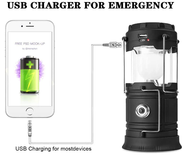 Solar Lantern Flashlights USB Rechargeable Camping Lantern Led Collapsible & Portable for Emergency Hurricanes Power Failure