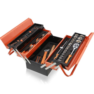 Hicen 74-Piece Mechanics Tool Set with 5 Compartments Metal Tool Box