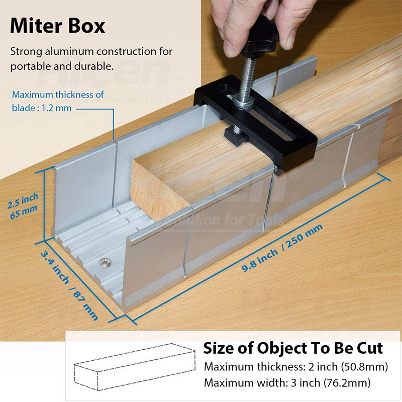 Metal Aluminum Miter Box 9.8 Inch Mitre Box for Manual Saw for Hand Saw 3 Cutting Angles