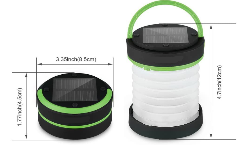 Led Camping Lantern for Lighting (Powered by Solar Panel and USB Charging) Collapsible Flashlight for Outdoor Hiking Tent Garden