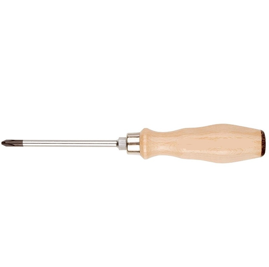 Hicen Wood Magnetic Screwdriver Slotted and Phillips Wood Handle Screwdrivers Chrome Finish Blade with Beechwood Grip