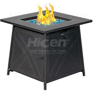 28 inch 50,000 BTU Square Outdoor Propane Fire Pit Table with Lid and Blue Fire Glass