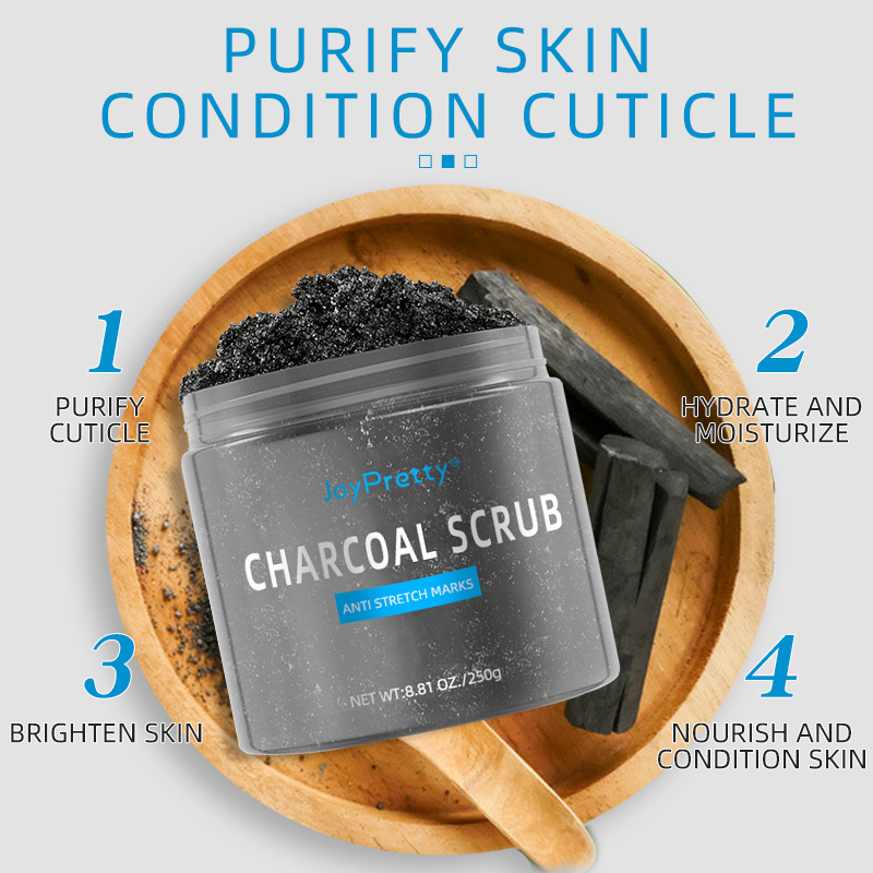 Customized Wholesale All Natural Luxury Deep Cleansing Skin Whitening Exfoliating Sugar Charcoal Body Scrub