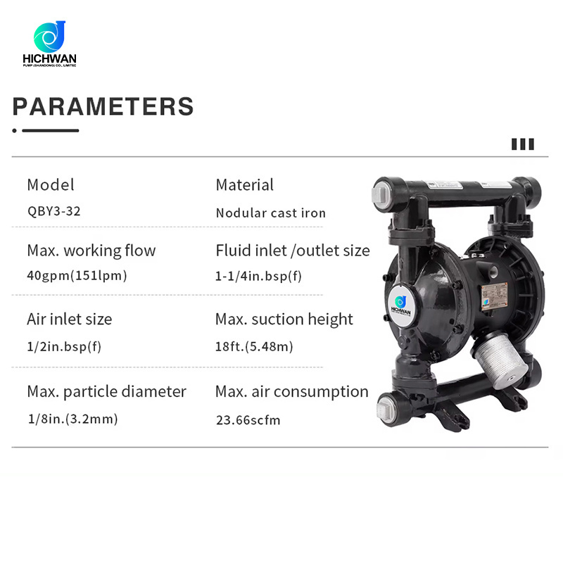 HICHWAN QBY3-32Q diaphragm pump manufacturers oil chemicals sludge pneumatic diaphragm pump