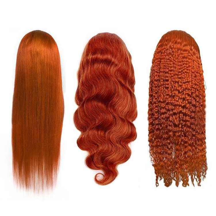 Deep Water Wave 350 Orange Ginger Colored Curly Wigs Cuticle Aligned Hair 360 Full Lace Human Hair Wigs For Black Women