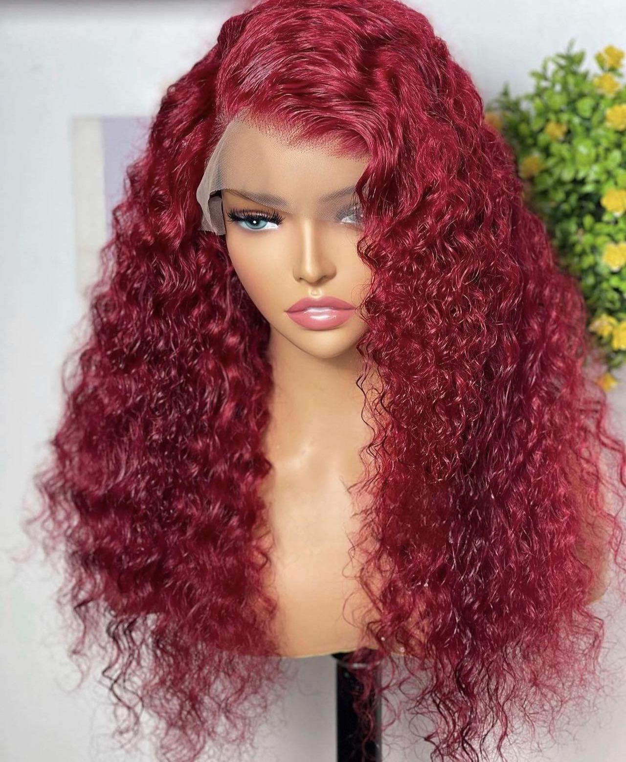 Transparent Full Lace Front Wig HD Lace Frontal Wig Water Wave Human Hair 30inch 99J Red 13x4 Deep Wave Curly Frontal Wig