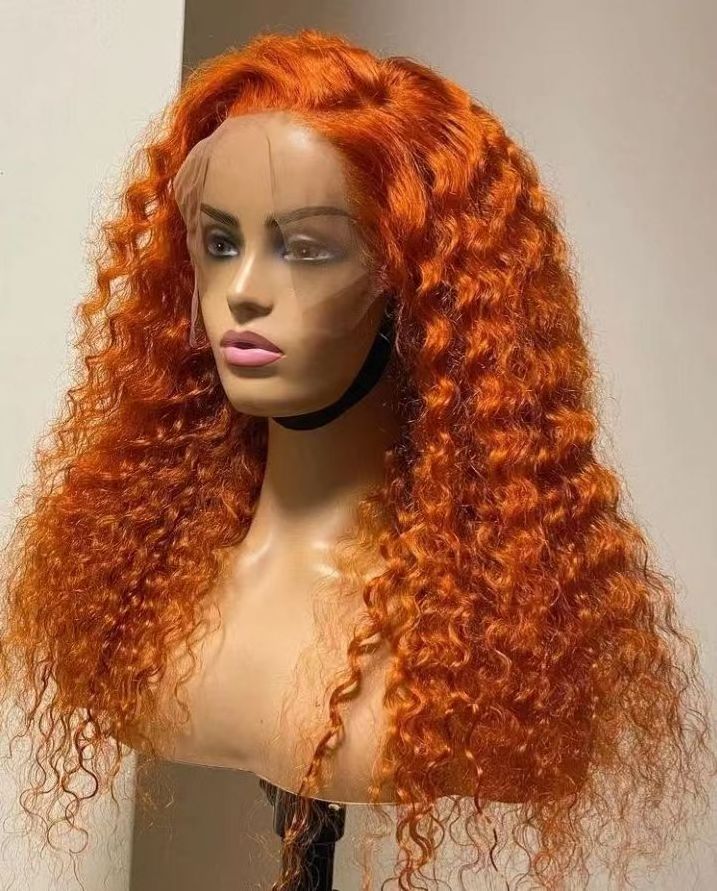 Deep Water Wave 350 Orange Ginger Colored Curly Wigs Cuticle Aligned Hair 360 Full Lace Human Hair Wigs For Black Women