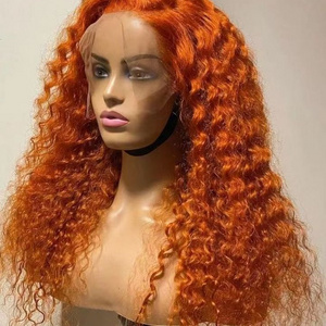 Deep Water Wave 350 Orange Ginger Colored Curly Wigs Cuticle Aligned Hair 360 Full Lace Human Hair Wigs For Black Women