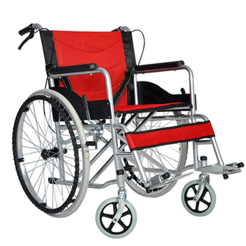 Thickened manual stainless steel wheelchair folding elderly scooter portable wheelchair for the disabled