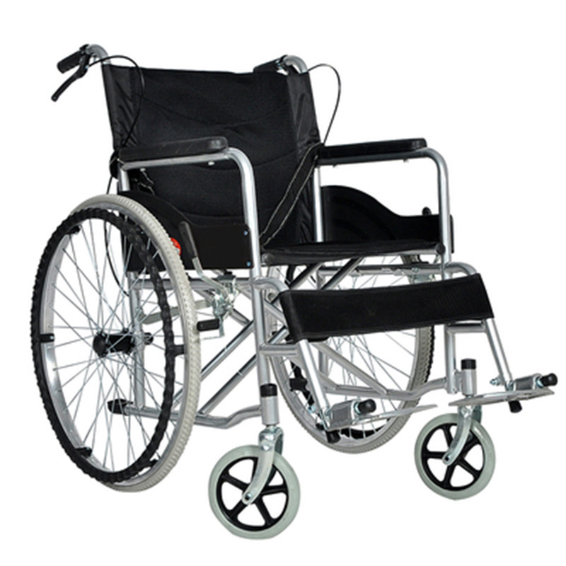 Thickened manual stainless steel wheelchair folding elderly scooter portable wheelchair for the disabled