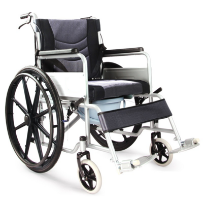 Medical Transport Toilet Commode Bathroom Wheelchair Patient Foldable Manual Wheel Chair