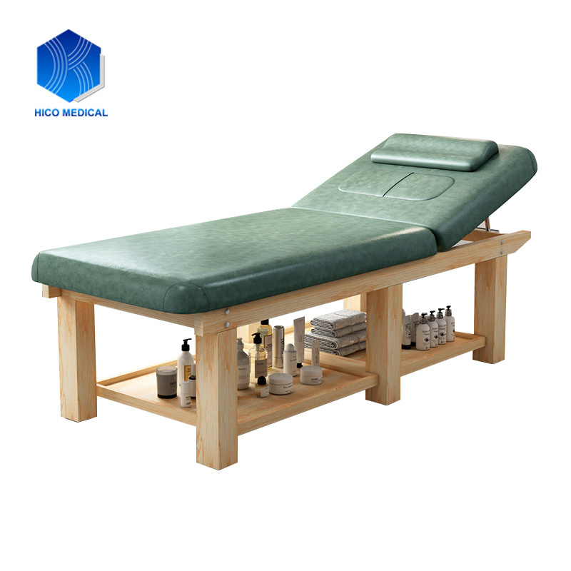 Best Quality 2 Section Durable Adjustable Chiropractic Massage Bed Thai Wooden Facial Massage Table For Sale