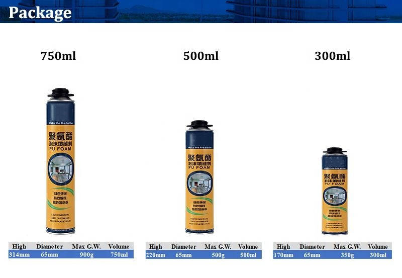 Polyurethane PU foam spray mounting of window and door frames foam sealant