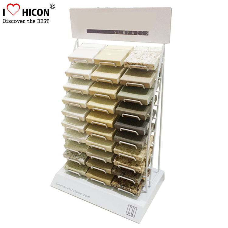 Custom Design Table Top Metal Granite Sample Display Tower Advertising Floor Tiles Display Racks