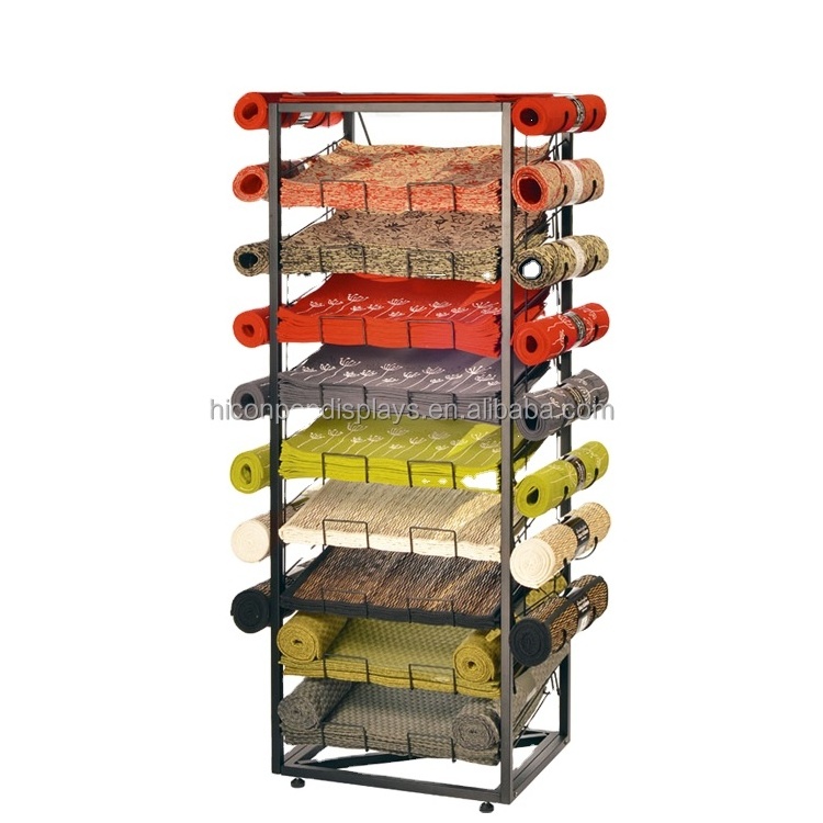 Unique Freestanding Area Rug Display Rack, Metal Retail Shop Hanging Rug Display Rack For Sale