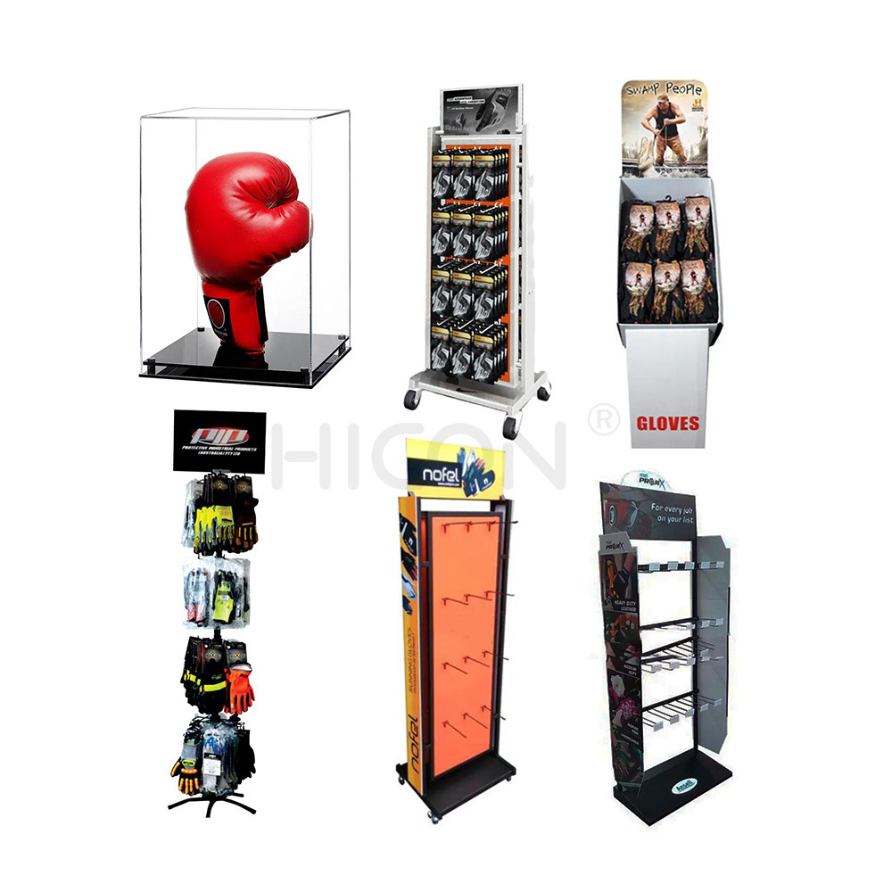 Custom Floor Racks Shelves Show Gloves Hook Display Baseball Football Gloves Metal Display Rack Stand