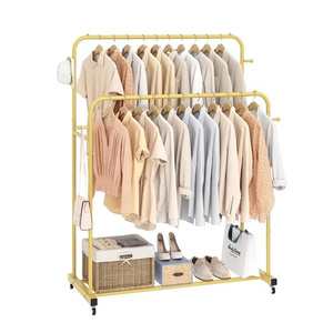 Floor Standing Metal Gold Wedding Dress Clothing Display Rack For Boutique Shelves Display Rack