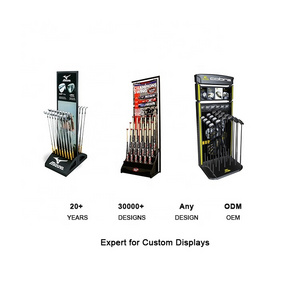 Custom Sports Tool Retail Store 4-Way Floor Standing Wood Or MDF Material Golf Club Display Stand