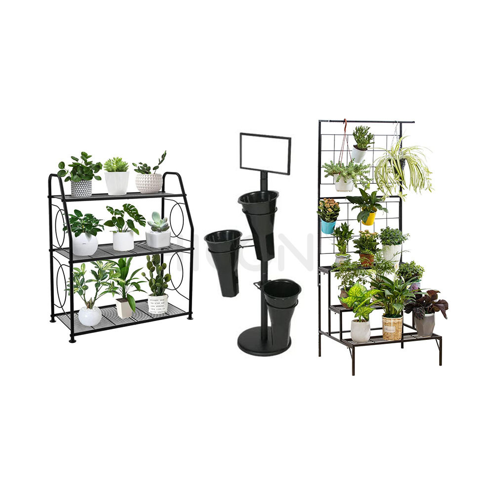 Wholesale Store Top Selling Flower Shop Round Multi Layer Tier Preserved Flower Trolley Display Rack