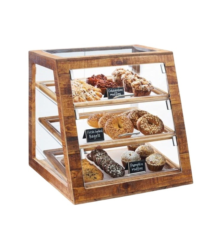 Free Design Food Shop Counter Top Clear Acrylic Bread Display Retail Bakery Cake Display Case