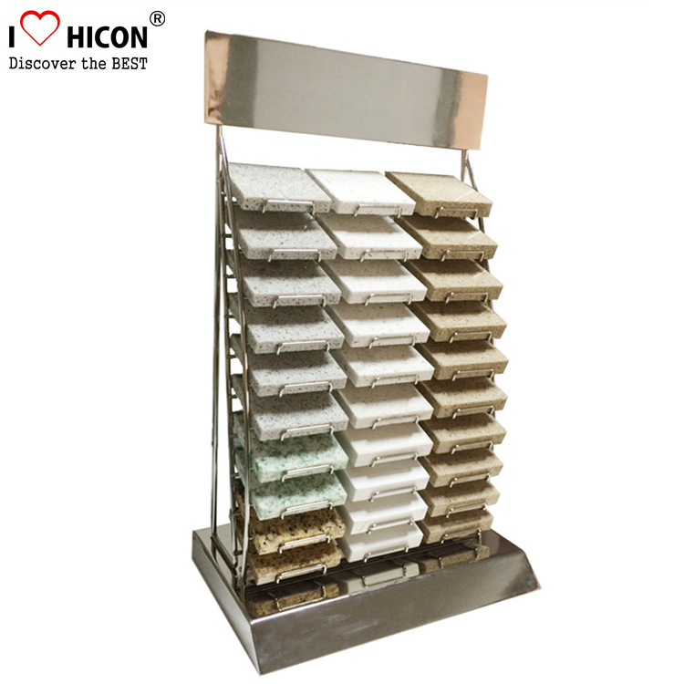 Custom Design Table Top Metal Granite Sample Display Tower Advertising Floor Tiles Display Racks