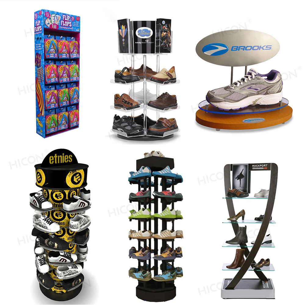 Shoe Shop Supermarket Plastic Paper Steel Wire Displays Sandal Flip Flop Slippers Sneaker Shoe Display Rack Stand