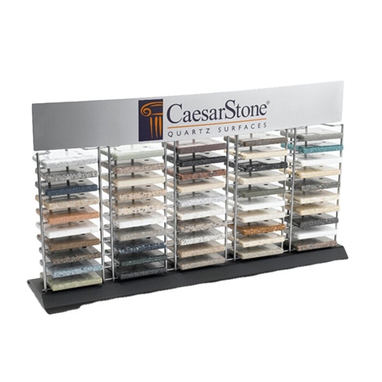 Custom Design Table Top Metal Granite Sample Display Tower Advertising Floor Tiles Display Racks