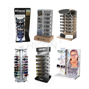 Customized Modern Counter Acrylic Metal Wooden Wood Aluminum Spectacle Sunglasses Glasses Displays Holder Racks