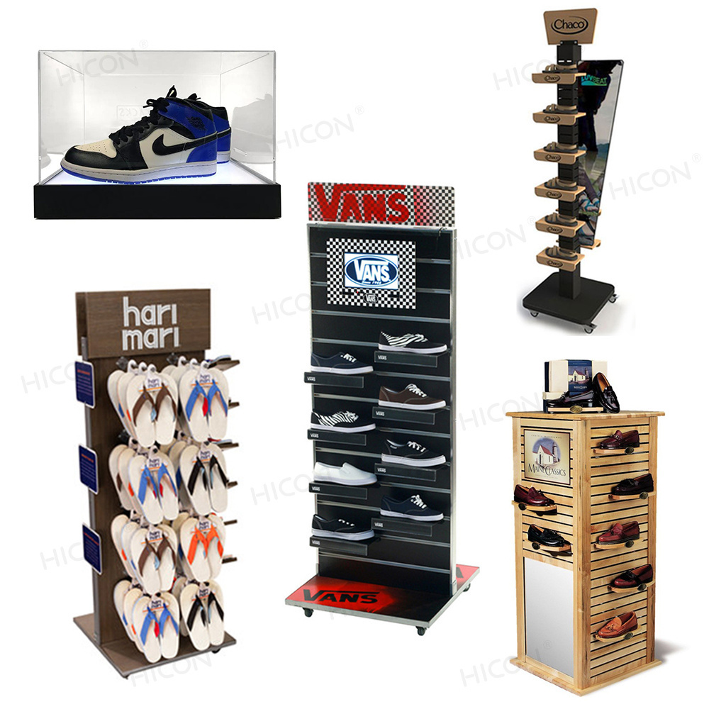 Shoe Shop Supermarket Plastic Paper Steel Wire Displays Sandal Flip Flop Slippers Sneaker Shoe Display Rack Stand