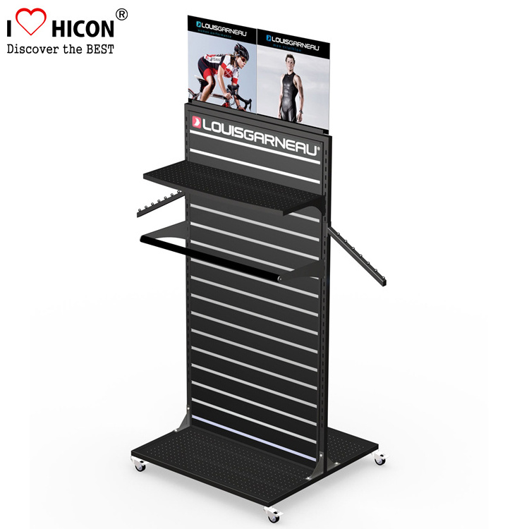 Quality Slatwall Bicycle Helmet Display Stand, Merchandising Backpack Display Stand With Wheels