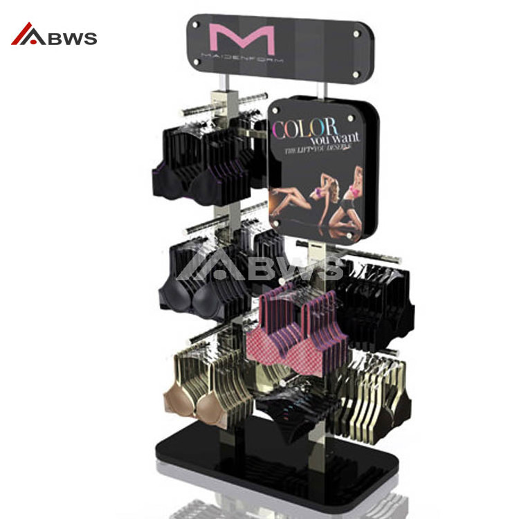 Hot Sale Floor Footwear Display Stand For Stockings Wooden Stockings Metal Hook Display Rack