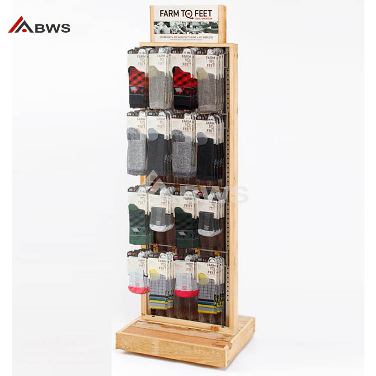 Customized Socks Display Rack Wholesale Hook Floor Stocking Display Shelve Stand With Wheels For Hose